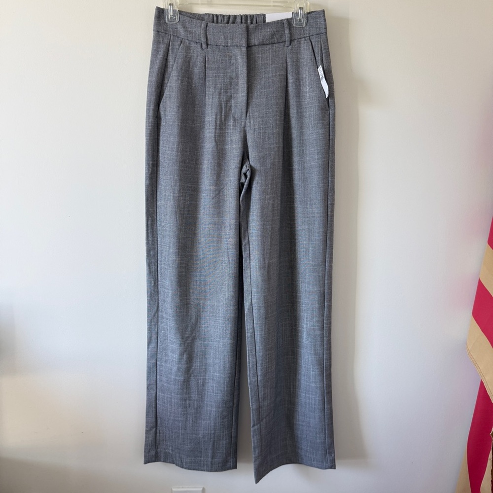 Old Navy Gray Heather Taylor Wide Leg Trousers Suit Pants Extra High Rise Small - Picture 2 of 8